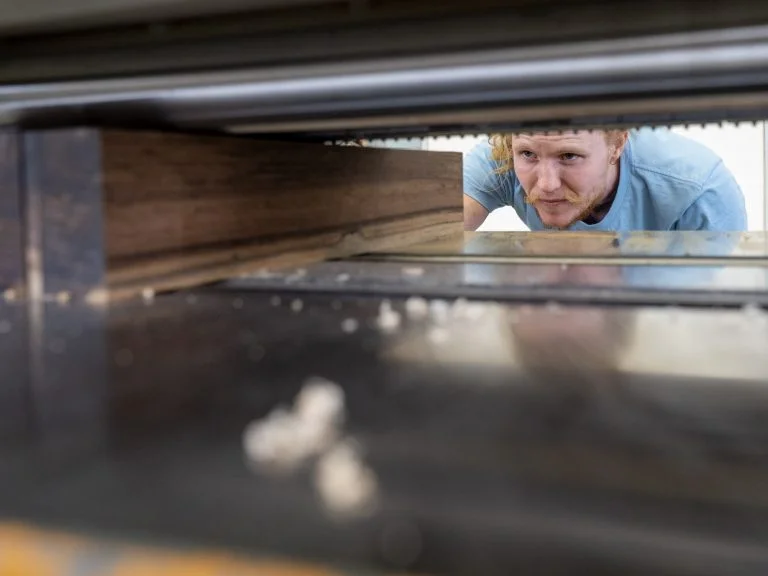 Tim Slab manufacturing campus rungs for Scallywags Climbing
