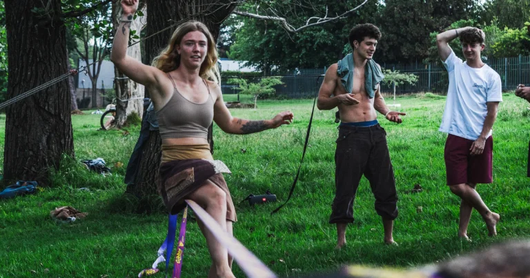 Slacklining in Delta Park