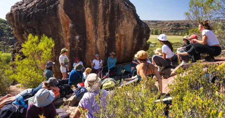 Climbers waiting to boulder